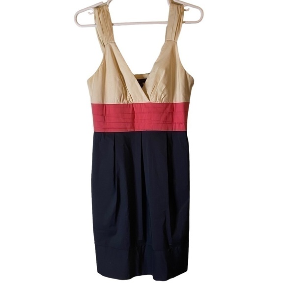 BCBGMAXAZRIA Block Color Mini Dress Cream Pink Navy Blue 4 - Picture 1 of 8